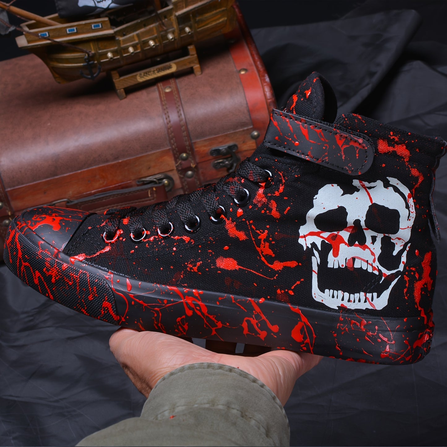 Teen-Friendly Skull High Tops: Lightweight, Non-Slip, Year-Round Comfort; Unisex Lace-Up Sneakers for All Occasions