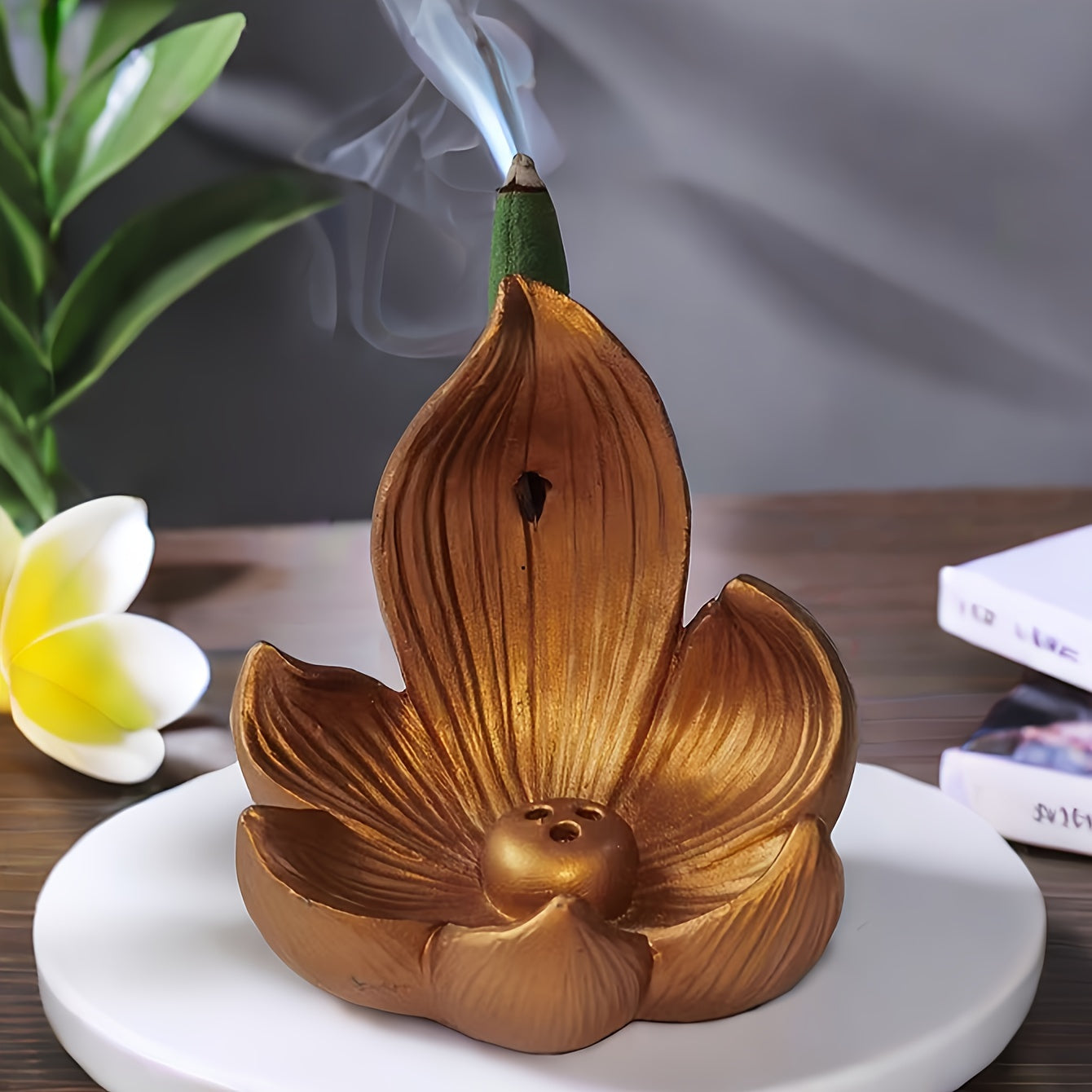 1pc for Lotus Flower Resin Incense Burner - Multifunctional Aromatherapy Furnace for Home Decor