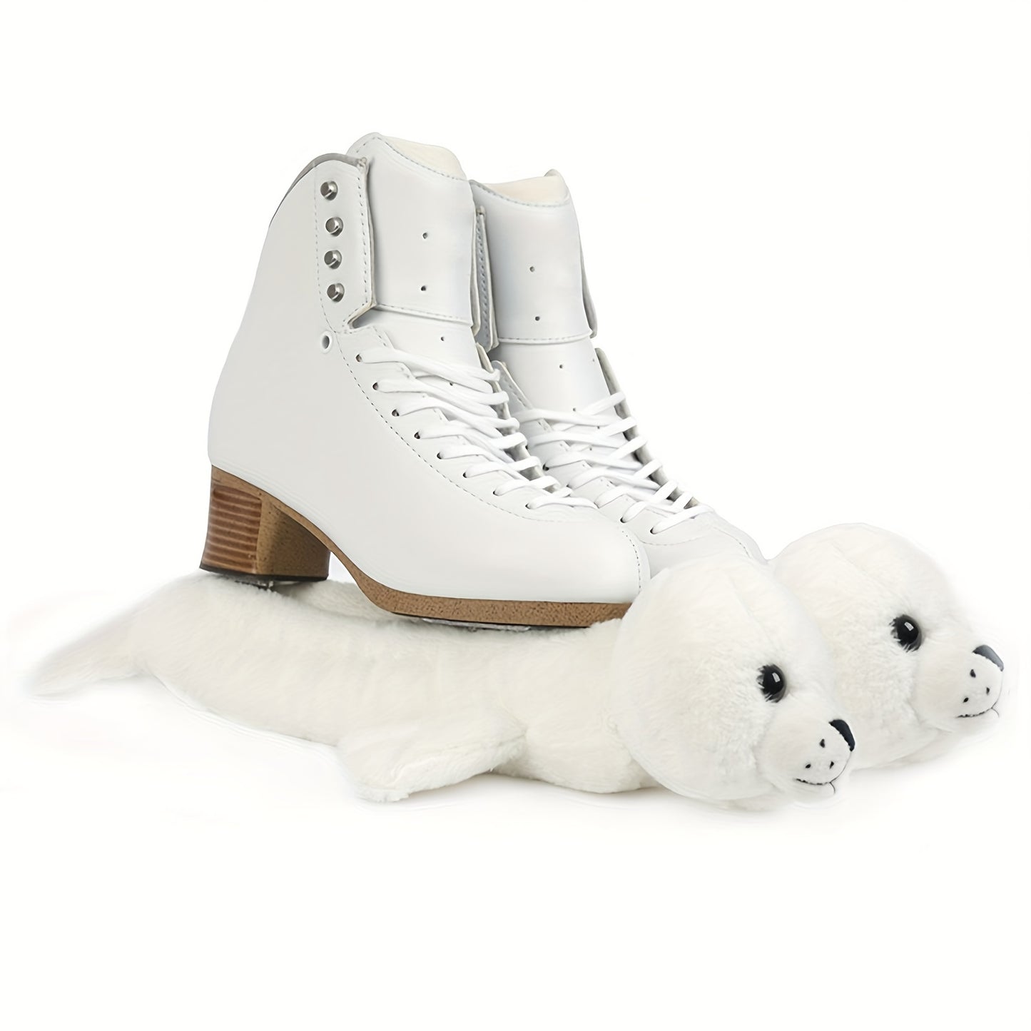 Cute Seal Plush Ice Skate Covers - Soft, Durable Blade Protectors For Figure & Hockey Skates, Fits Sizes 26-28