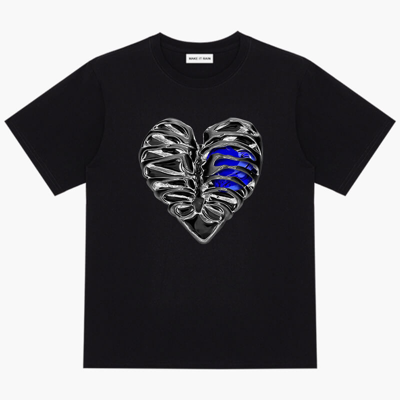 benpaolv Aespacore T-Shirt Blue Crystal Heart Ribcage