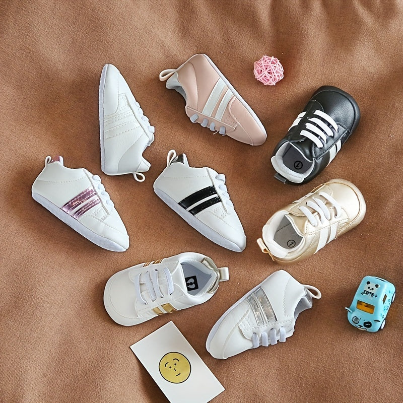 Adorable Striped Crib Shoes for Baby Boys & Girls - Lightweight & Non-Slip for First Walkers!