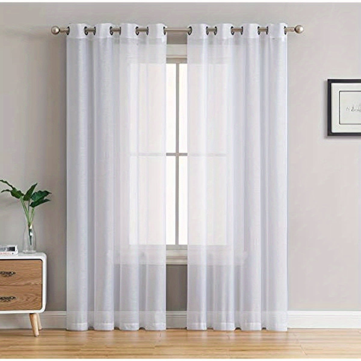 1pc Luxurious White Sheer Curtains - Crafted from Silky Soft Voile Tulle Fabric with Durable Grommet Panels - Perfect for Living Rooms, Bedrooms, and Kitchens, Elevating Your Homes Style and Ambiance with a Sophisticated, Modern Look