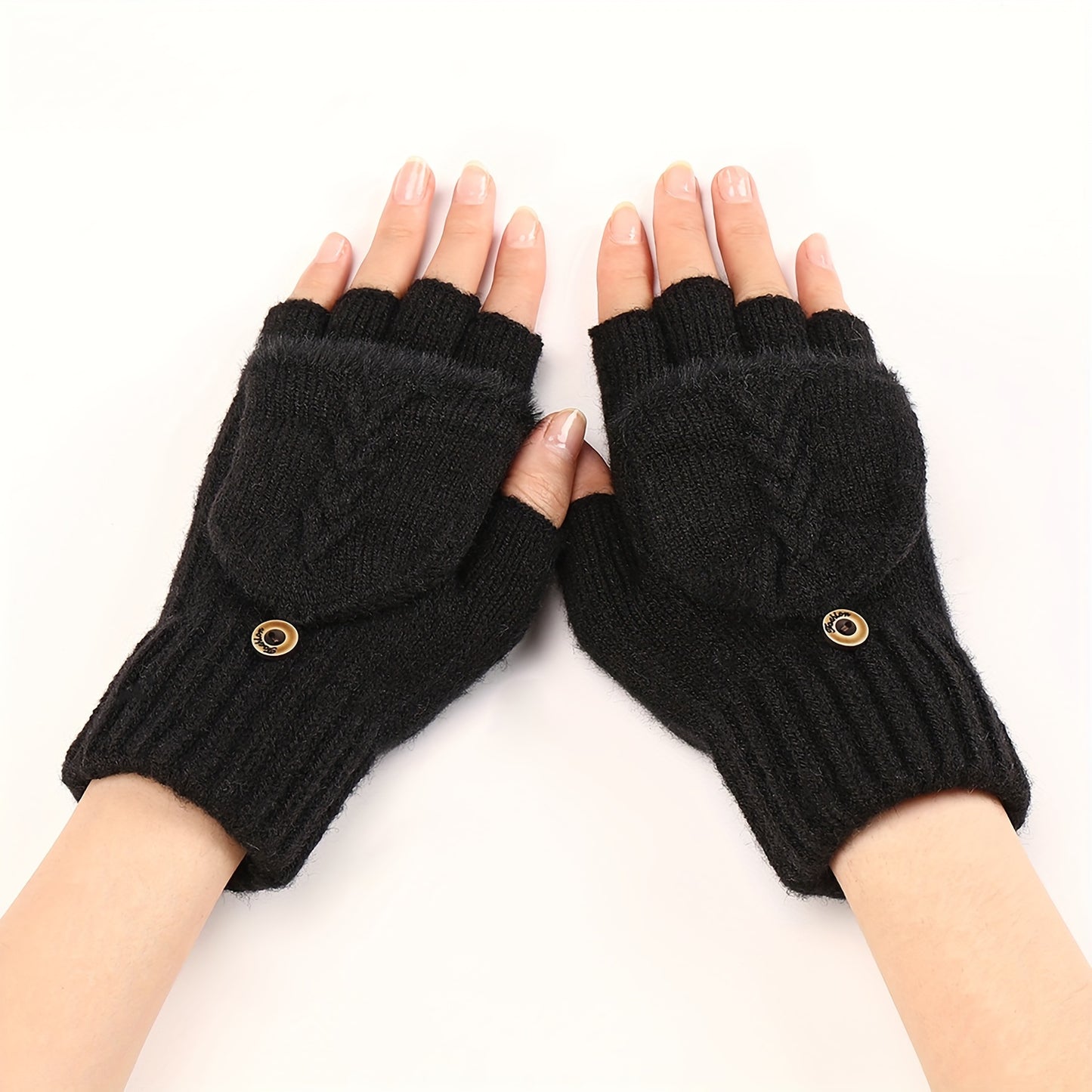 Winter Warmth Short Monochrome Half Finger Knit Gloves - Windproof, Coldproof, Stretchy, Casual, Warm, and Cozy for Women - Perfect for Autumn and Winter Outdoor Activities