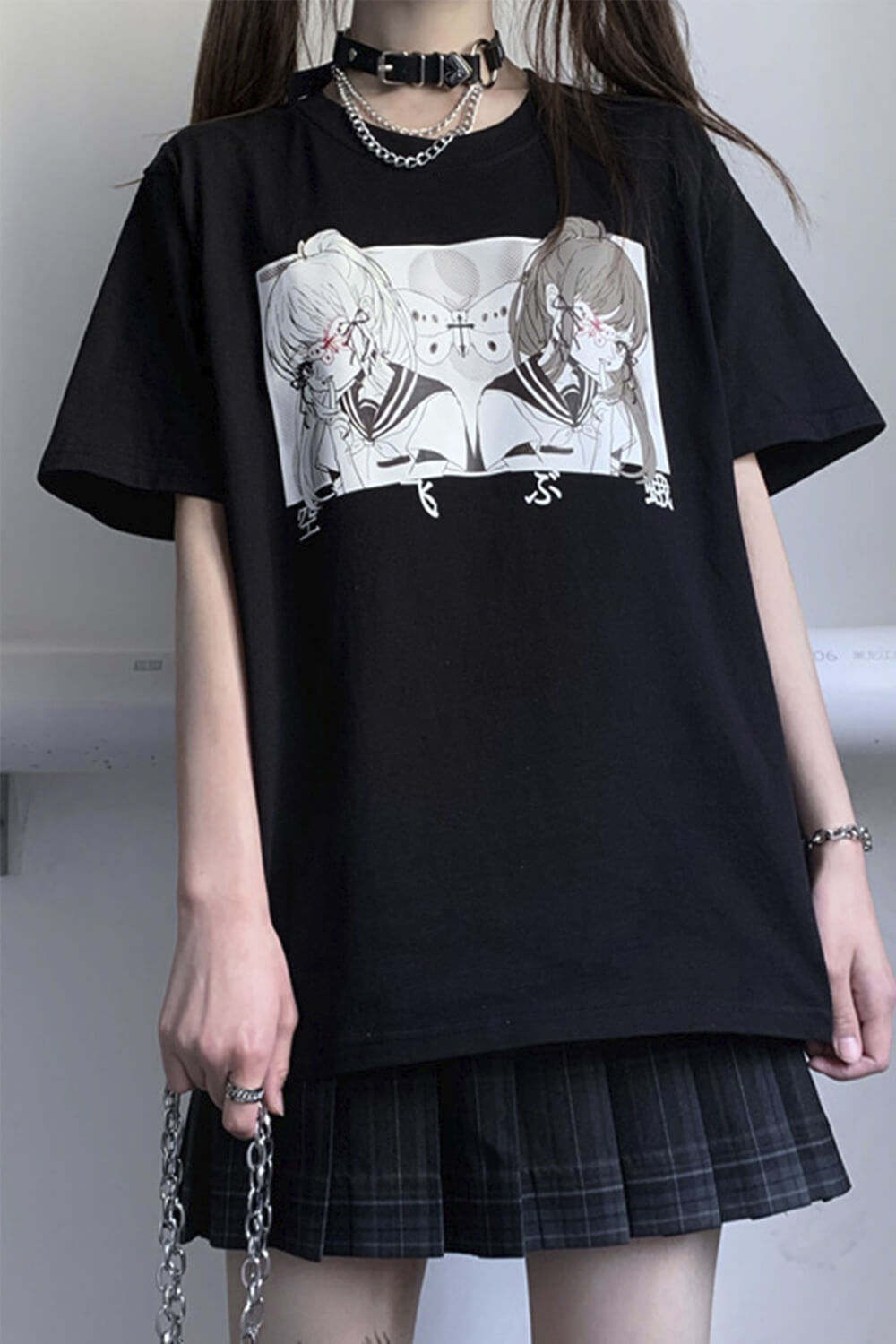 benpaolv Anime School Girls T-Shirt Moth Aesthetic