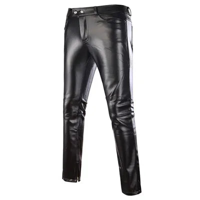 Styles Mens Skinny Shiny Gold Silver Black PU Leather Pants Motorcycle Men Nightclub Stage Pants for Singers Dancers Casual Trou