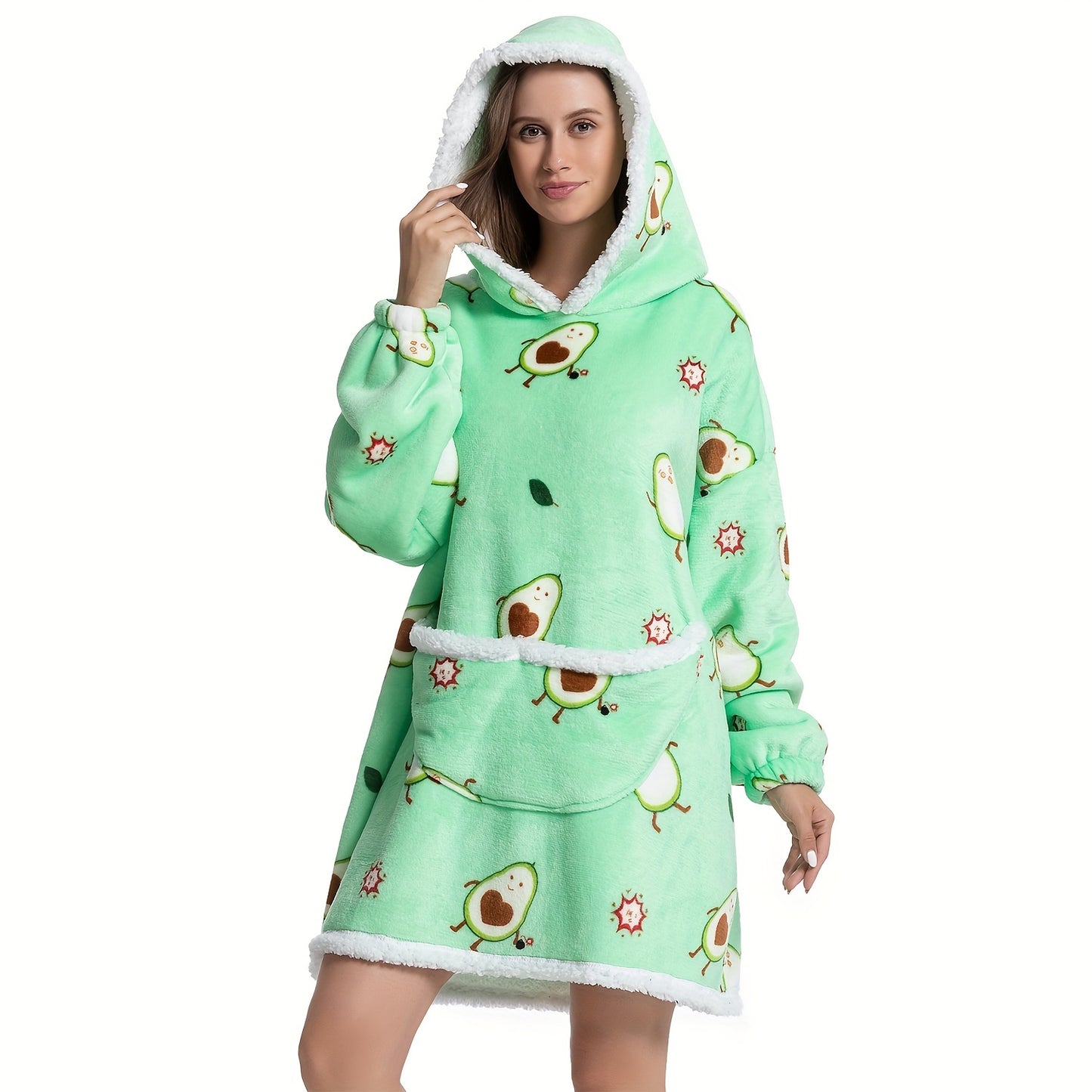 1pc Halloween Style Oversized Hoodie Wearable Blanket For Women Super Soft Warm Comfortable Giant Wearable Blanket Pullover Sleepwear For Women Men Adults With Big Pocket