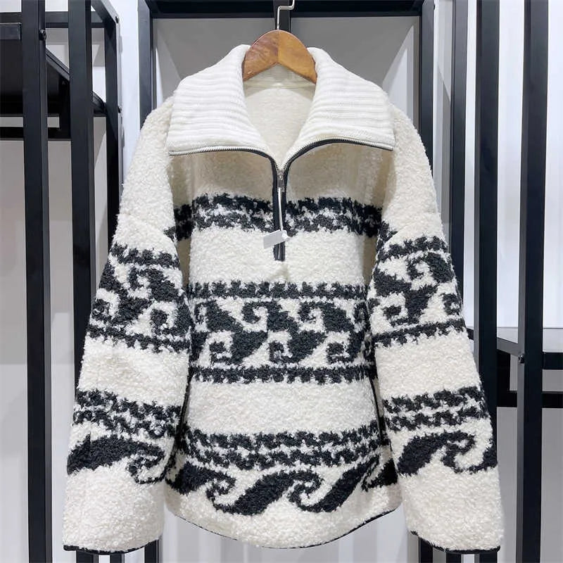 Isabel Marant Etoile Marner Sweater Women Zipper Pullover Sweaters Half-zip Fleece Coat