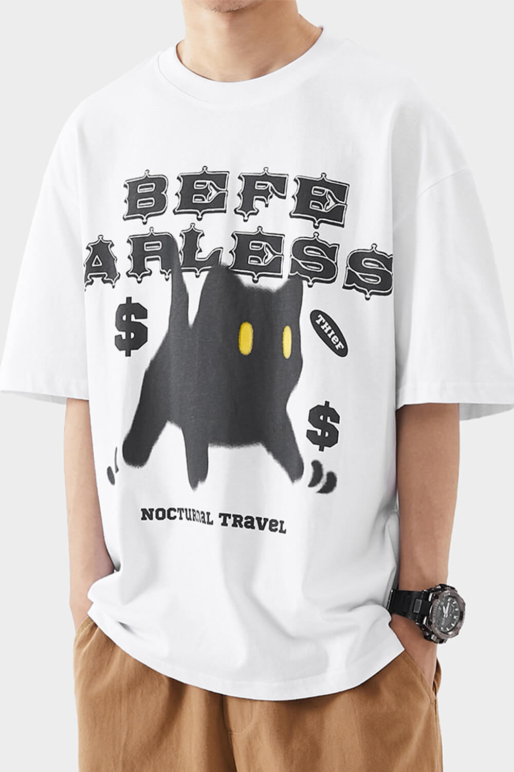 benpaolv Be Fearless Black Cat Streetwear T-Shirt