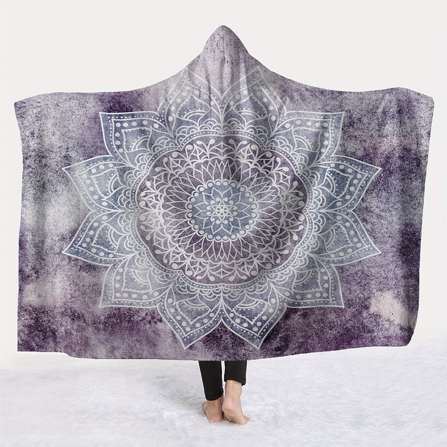 1pc Cozy Boho Mandala Hooded Blanket - Soft, Warm, Thick Wearable Blanket for Sofa, Office, Bed, and Travel - Magic Cape with Nap Function for Ultimate Relaxation