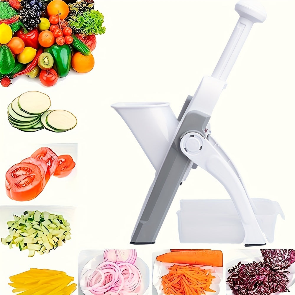 Manual Stainless Steel Blade Mandoline Slicer - No Power Needed, Less Than 1L Capacity, Multi-Functional Kitchen Gadget for Vegetable Chopper, Potato Slicer, French Fry Cutter, Vegetable Dicer, Salad & Fruit Slicer