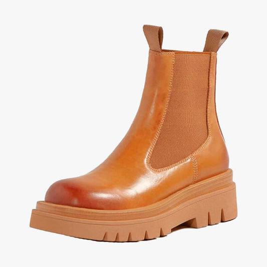 benpaolv Camel Brown Chelsea Boots Thick Sole