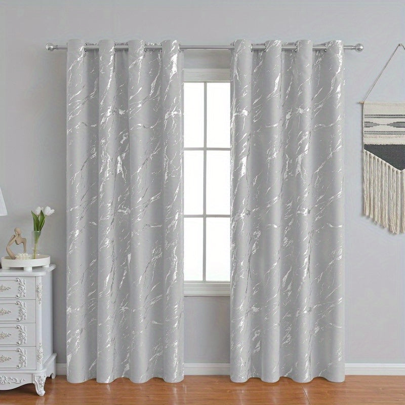 1pc Elegant Bronzing Gray Marble Pattern Modern Classic European Style Curtain - Luxurious Window Treatment with Durable Fabric, Easy Installation, and Versatile Room Compatibility - Perfect for Bedroom, Office, Kitchen, Living Room, Study, and Home Decor