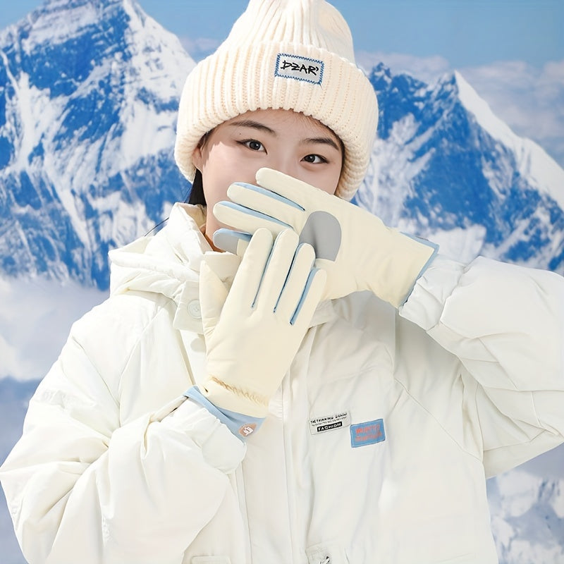 Winter Warmth Touch Screen Gloves - Soft Acrylic Fleece, Non-Slip Palm, Elastic Fit, Water-Resistant, Perfect for Skiing, Driving, and Outdoor Activities - Cute, Stretchy, and Cozy Womens Sports Gloves