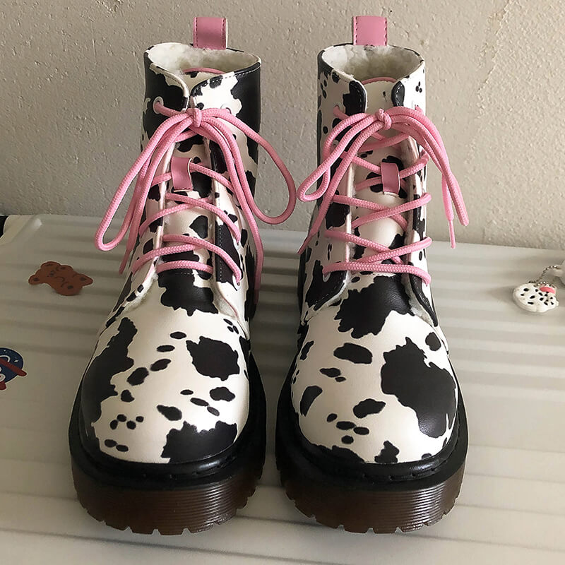 benpaolv Cow Print Aesthetic Martens Boots