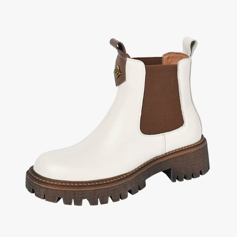 benpaolv Cream Beige Retro Chelsea Boots