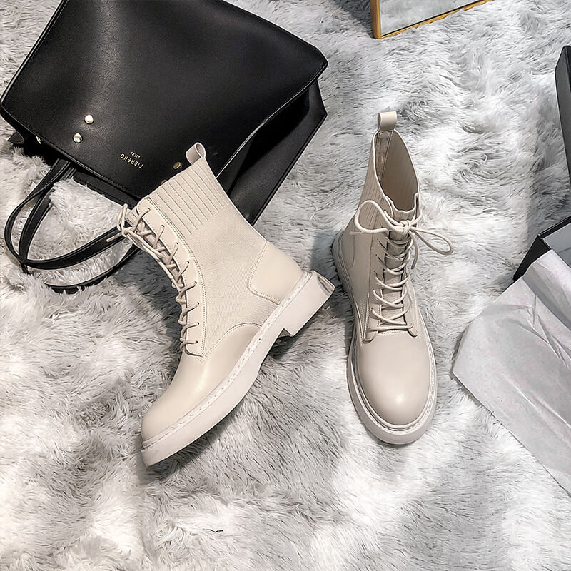 benpaolv Cream Boujee Style Martens British Boots