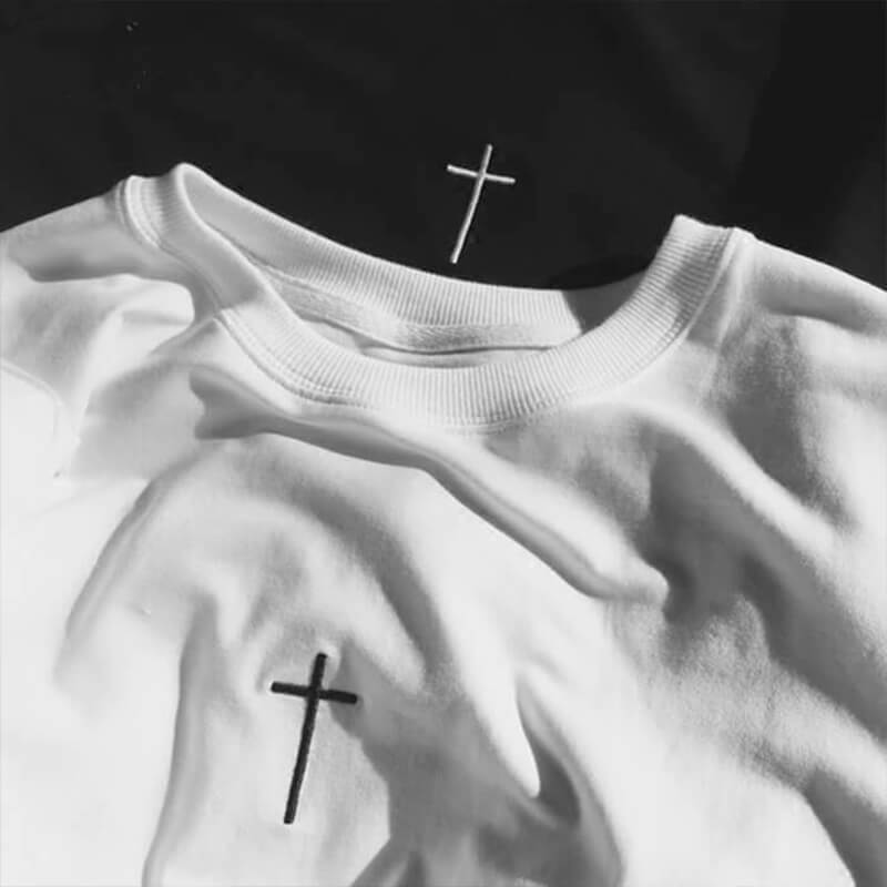 benpaolv Cross Embroidery Darkcore T-Shirt