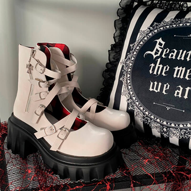 benpaolv Crust Punk Black Platform Shoes