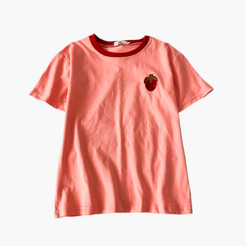 benpaolv Cute Strawberry Embroidery T-Shirt