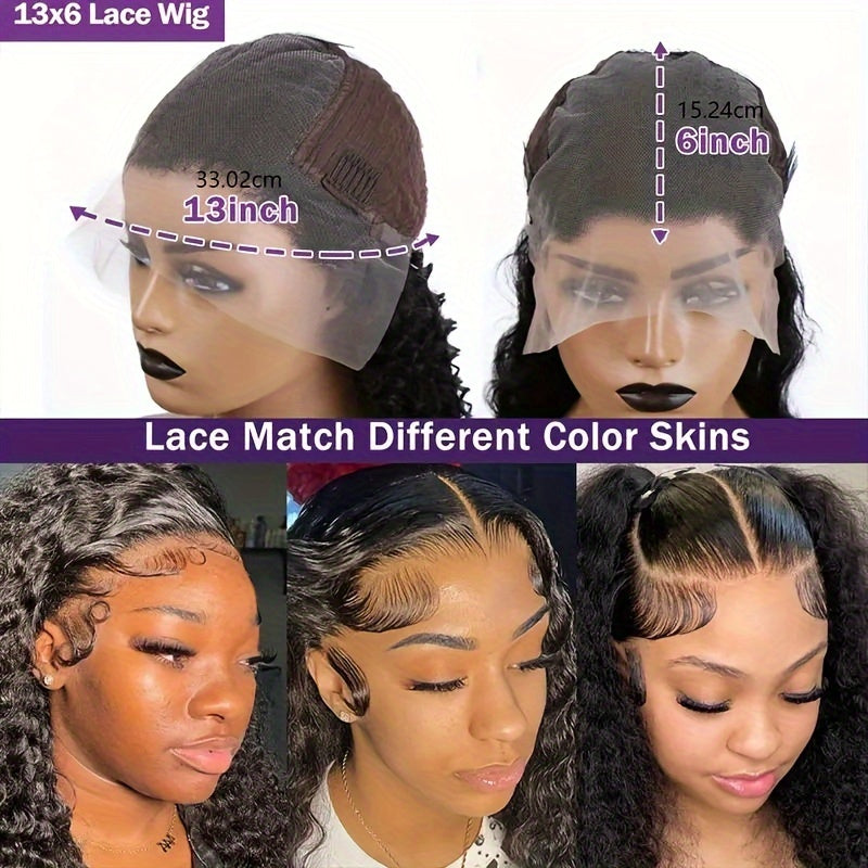 250% Density Curly Wave Lace Front Wigs Human Hair 13X6 HD Lace Frontal Wig Human Hair Deep Kinky Curly Wig 100% Brazilian Human Hair Wig Natural Full Edges Pre-Plucked Lace Wig With Baby Hair Ear To Ear Lace For Natural Looking.