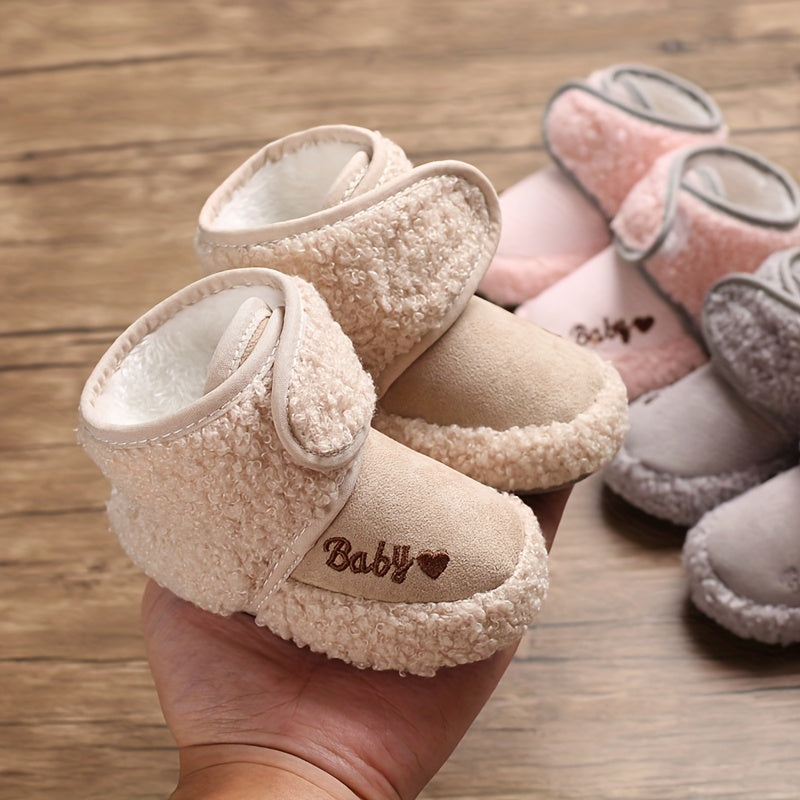 Warm, Cozy Baby Ankle Boots with Heart Pattern - Soft, Comfy Crib Shoes with Easy Fastener for Winter