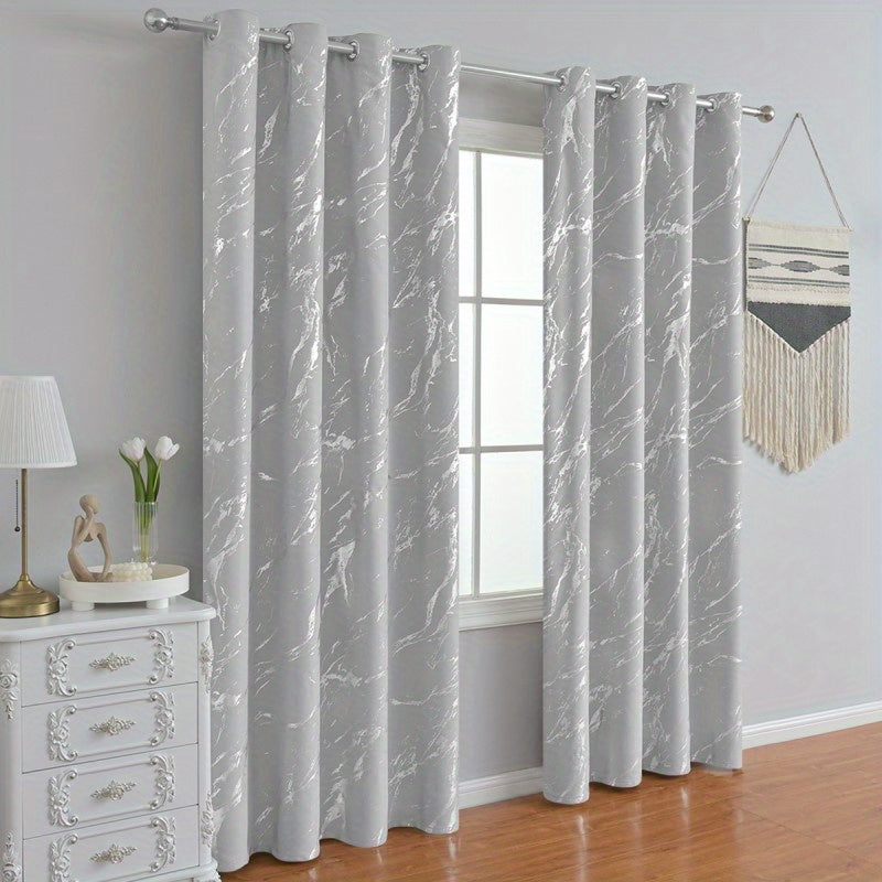 1pc Elegant Bronzing Gray Marble Pattern Modern Classic European Style Curtain - Luxurious Window Treatment with Durable Fabric, Easy Installation, and Versatile Room Compatibility - Perfect for Bedroom, Office, Kitchen, Living Room, Study, and Home Decor