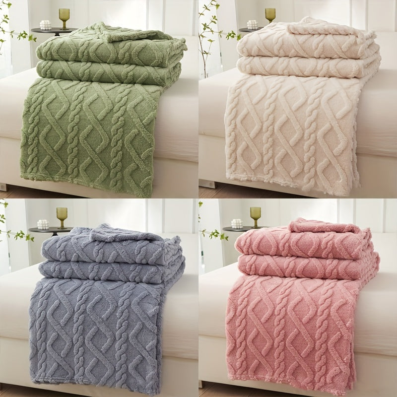 1pc Ultra-Soft Lamb Fleece Blanket - Luxurious 3D Fashionable Design, Plush Thick, Warm, and Breathable - Multifunctional Blanket for Bed, Couch, Travel, and Outdoor Use