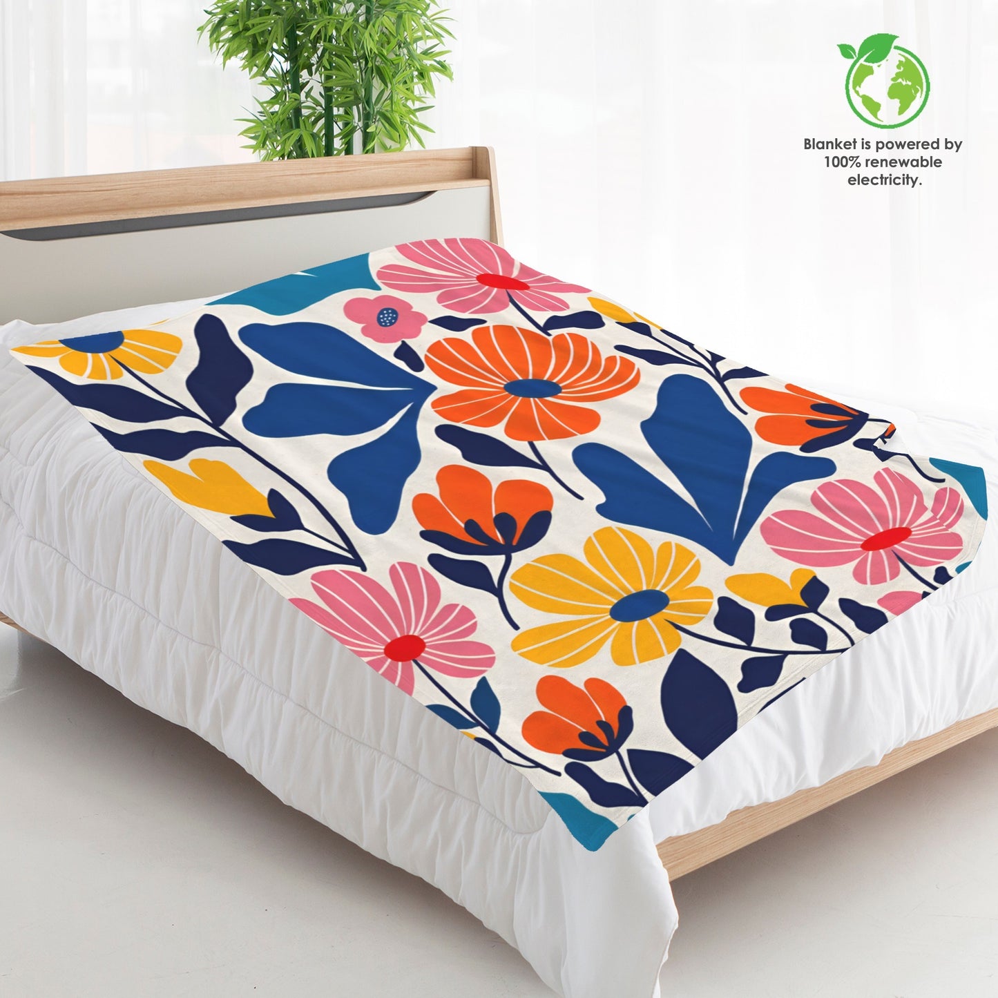 Matisse Inspired Abstract Contemporary Floral Fleece Blanket