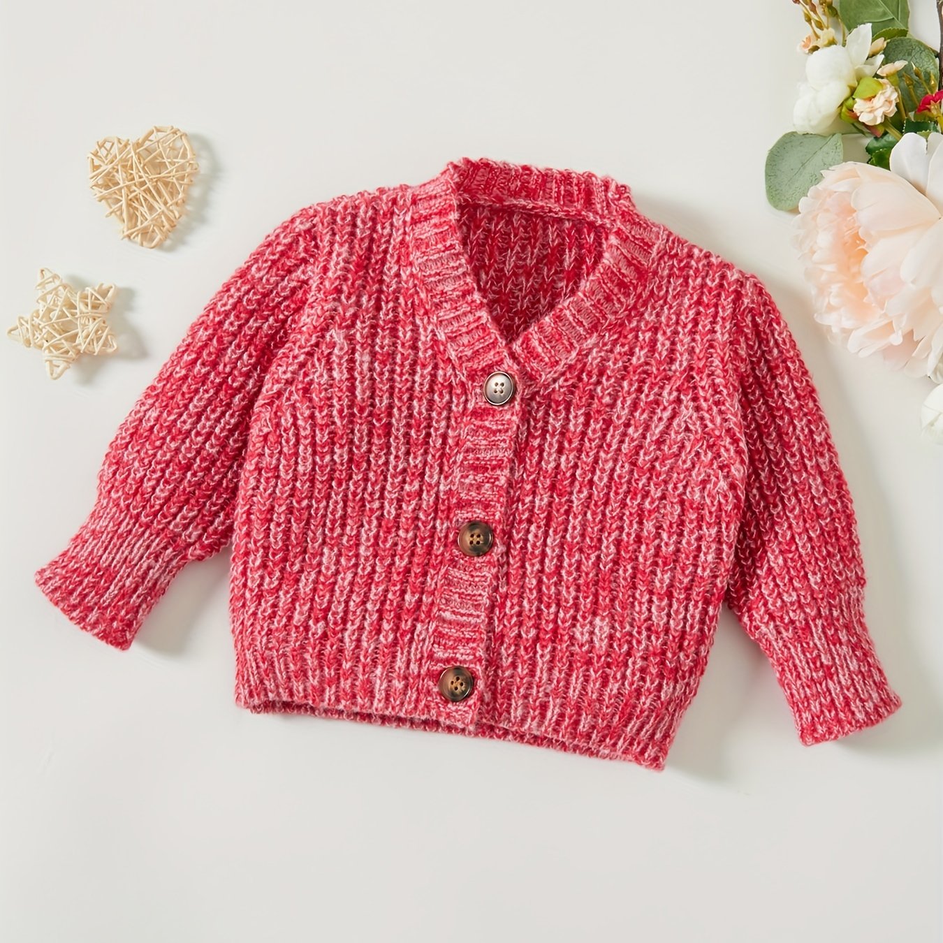 PatPat Baby Girl/Boy Classic Knit Cardigans Button V-Neck Long-sleeve Sweater Coat For Spring & Autumn/Fall