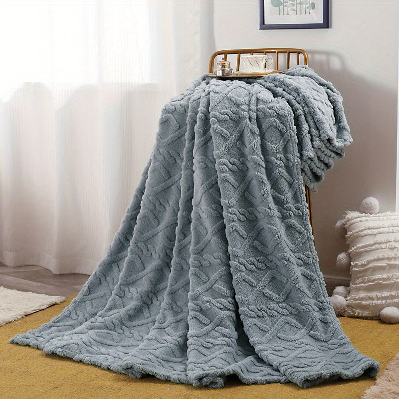 1pc Ultra-Soft Lamb Fleece Blanket - Luxurious 3D Fashionable Design, Plush Thick, Warm, and Breathable - Multifunctional Blanket for Bed, Couch, Travel, and Outdoor Use