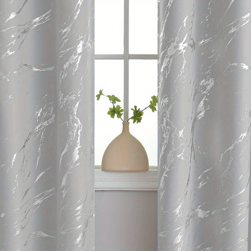 1pc Elegant Bronzing Gray Marble Pattern Modern Classic European Style Curtain - Luxurious Window Treatment with Durable Fabric, Easy Installation, and Versatile Room Compatibility - Perfect for Bedroom, Office, Kitchen, Living Room, Study, and Home Decor