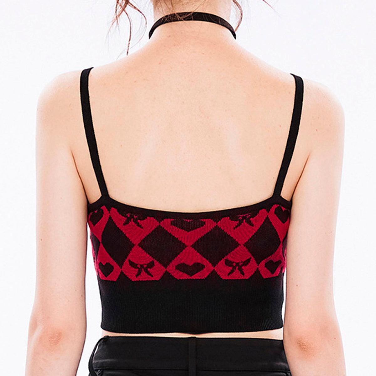 benpaolv Diamond Checkered Gothcore Crop Top