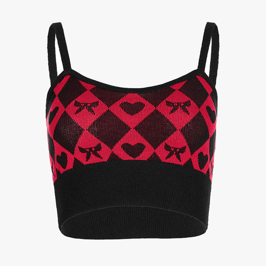 benpaolv Diamond Checkered Gothcore Crop Top