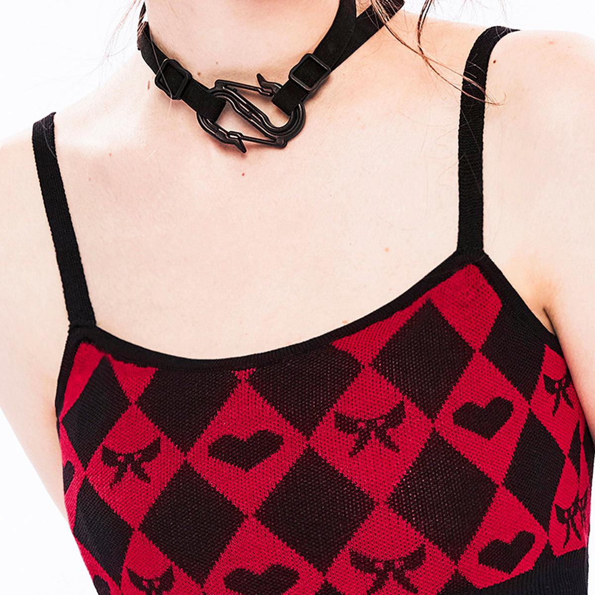 benpaolv Diamond Checkered Gothcore Crop Top