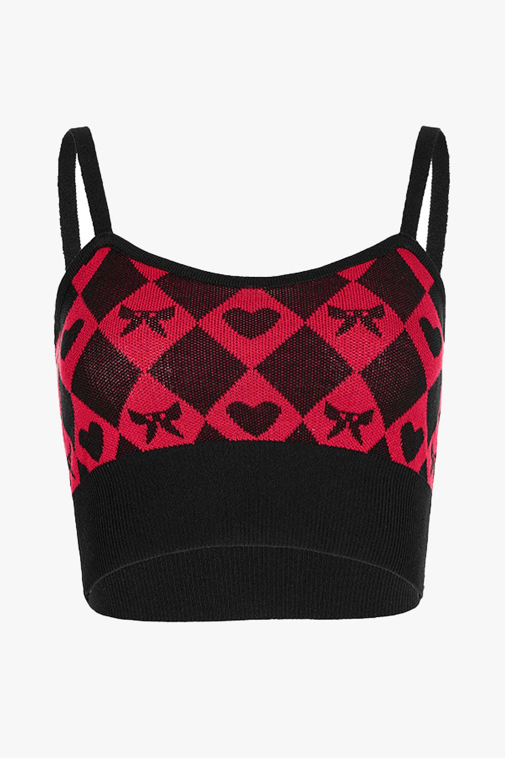 benpaolv Diamond Checkered Gothcore Crop Top