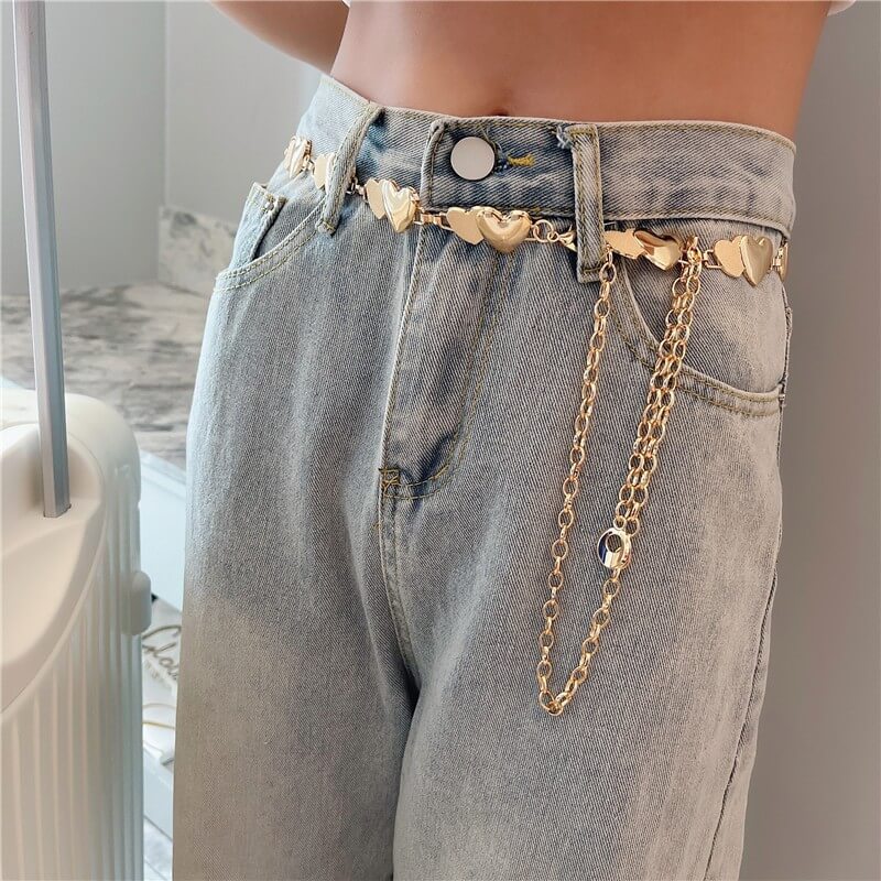 benpaolv Double Heart Aesthetic Chain Belt