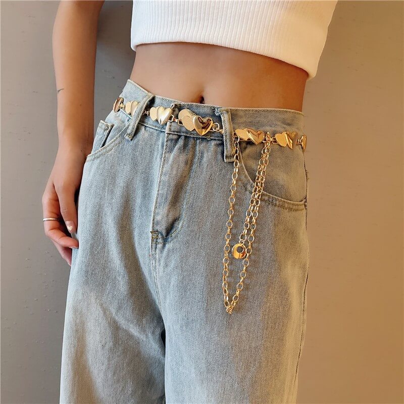 benpaolv Double Heart Aesthetic Chain Belt