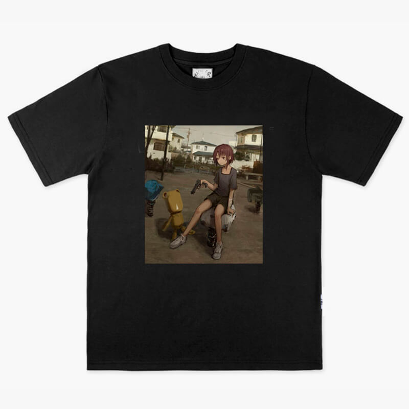 benpaolv Dullcore Anime Girl with Gun Morute T-Shirt