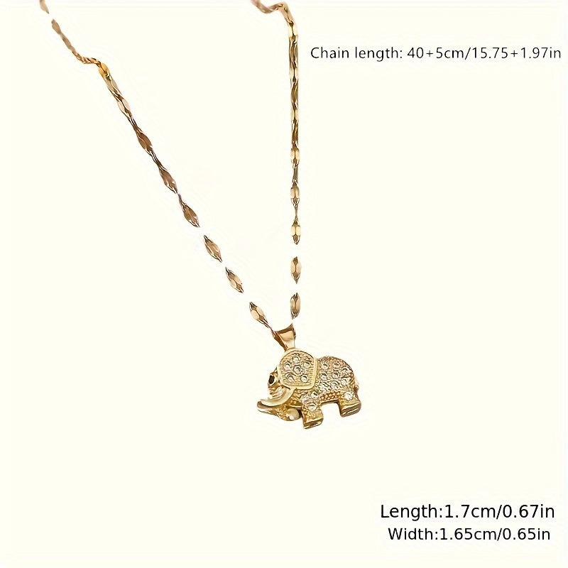 Stainless Steel Chain Luxury 3D Elephant Necklace Female Clavicle Chain Luxury Niche Design Jewelry Gift