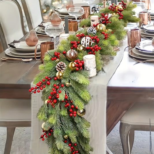 Luxurious 78" Artificial Pine Garland - Realistic Soft Greenery for Indoor/Outdoor Decor, Perfect for Fireplace Mantle & Christmas Holiday Decoration, Durable & Easy to Shape