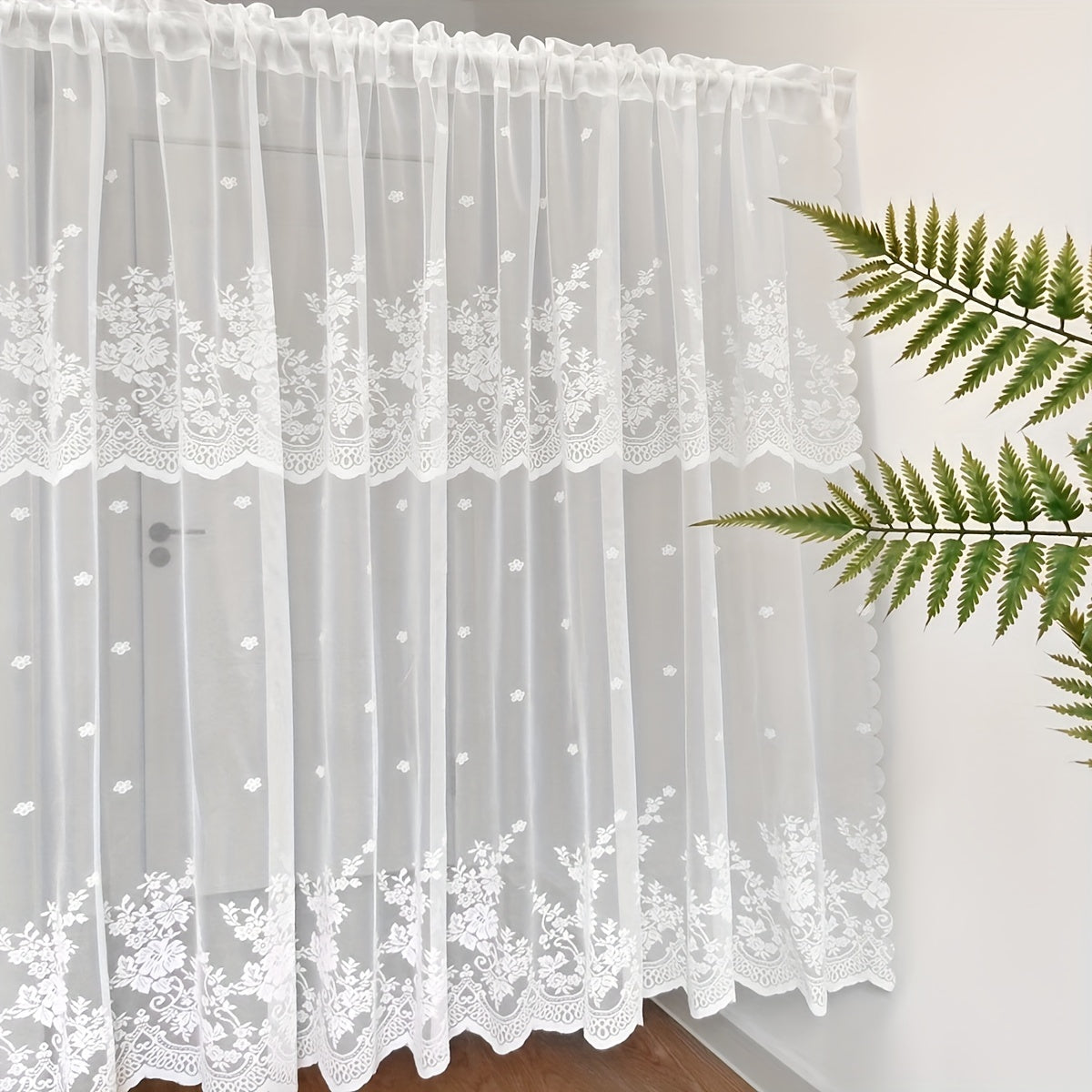 1pc Delicate Lace Small Flower Curtain - Tier Curtain for Living Room, Bedroom, Kitchen Window and Door Decoration - Fresh, Sweet, White, Cafe-Style Cabinet Cover Flat Curtain for Home Decor