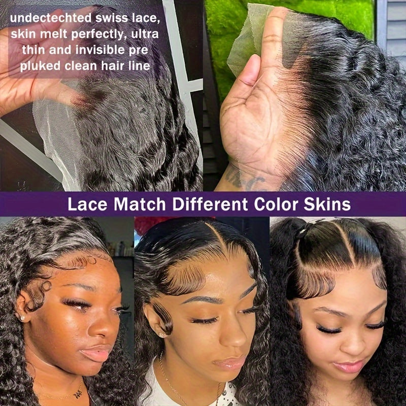 250% Density Curly Wave Lace Front Wigs Human Hair 13X6 HD Lace Frontal Wig Human Hair Deep Kinky Curly Wig 100% Brazilian Human Hair Wig Natural Full Edges Pre-Plucked Lace Wig With Baby Hair Ear To Ear Lace For Natural Looking.