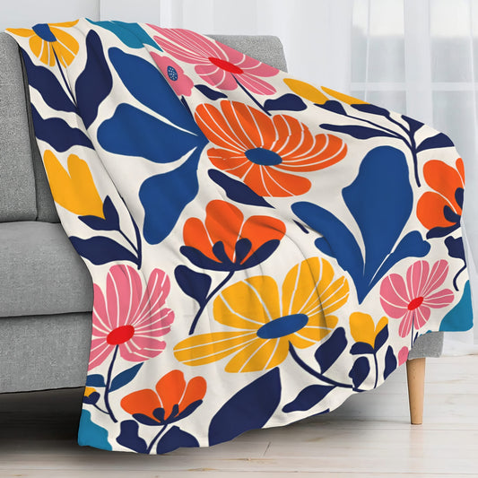 Matisse Inspired Abstract Contemporary Floral Fleece Blanket