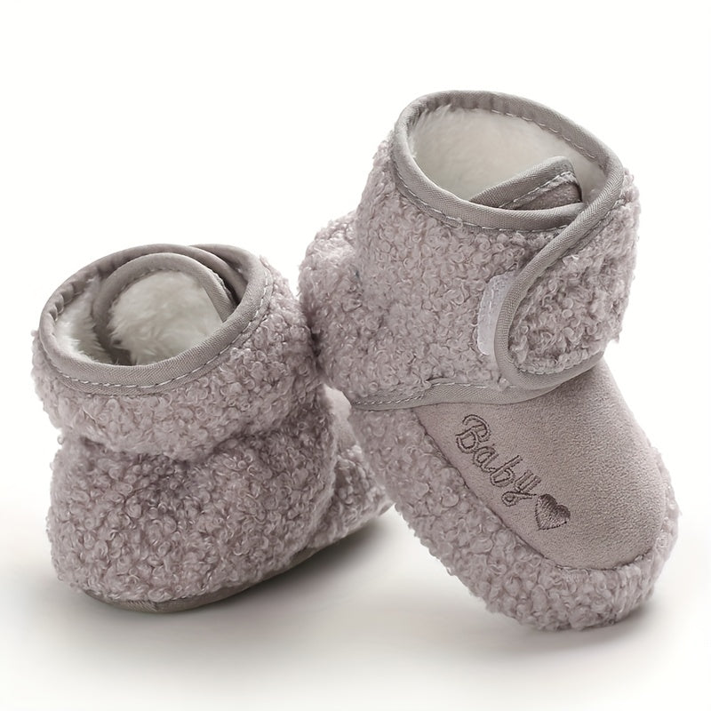 Warm, Cozy Baby Ankle Boots with Heart Pattern - Soft, Comfy Crib Shoes with Easy Fastener for Winter