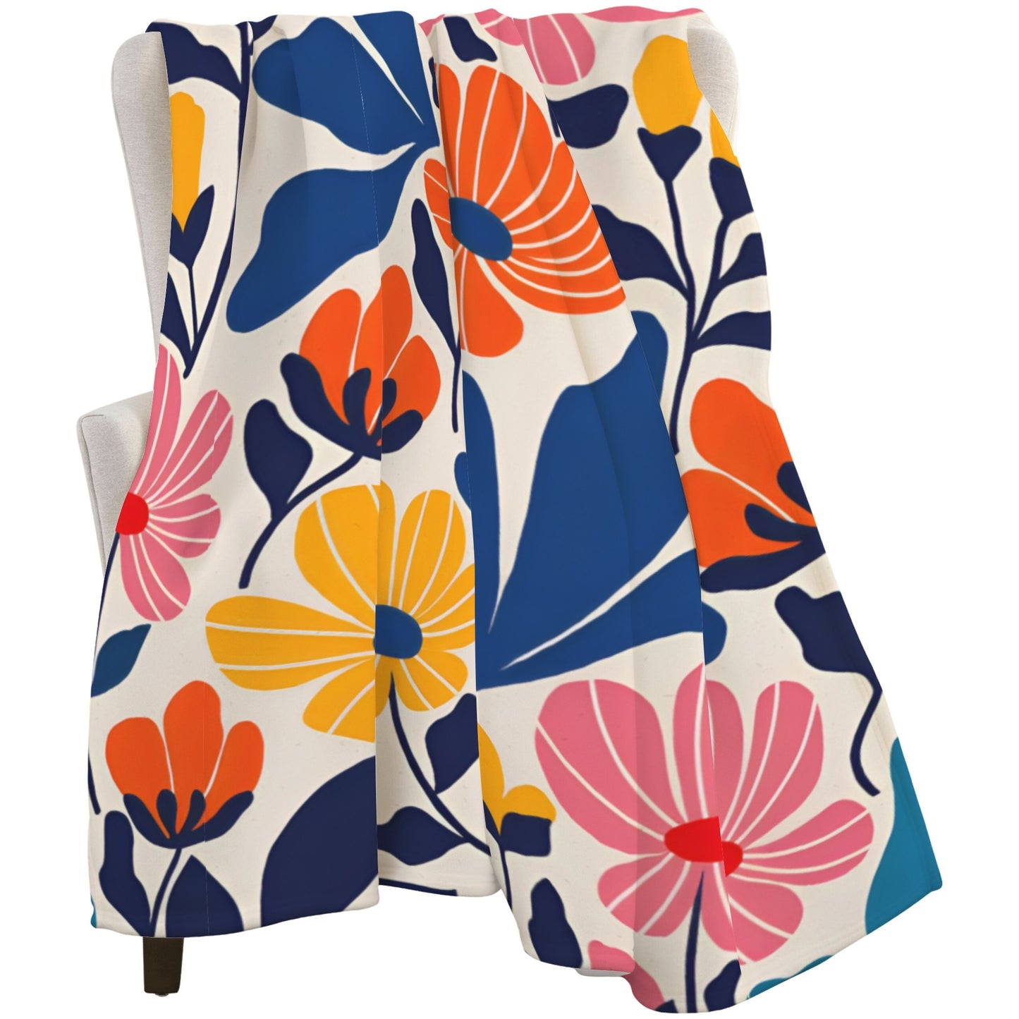 Matisse Inspired Abstract Contemporary Floral Fleece Blanket