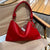 Benpaolv Red Moon Star Pendant Decor Shoulder Bag, Solid Color Knotted Underarm Bag, Faux Leather Zipper Handbag