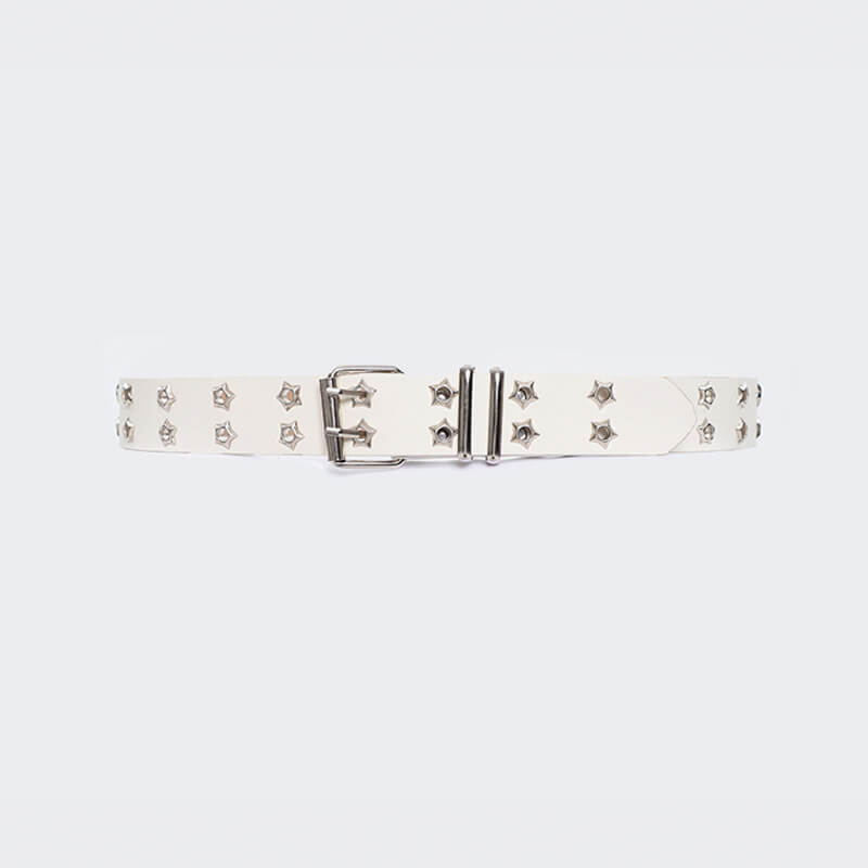 benpaolv Grunge Aesthetic Star Rivets White Belt