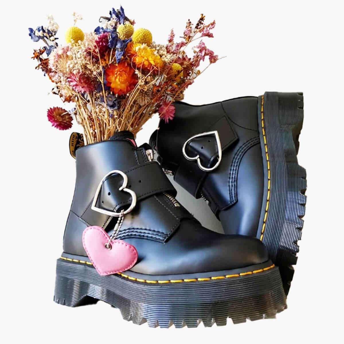 benpaolv Heart Buckle Aesthetic Martens Boots