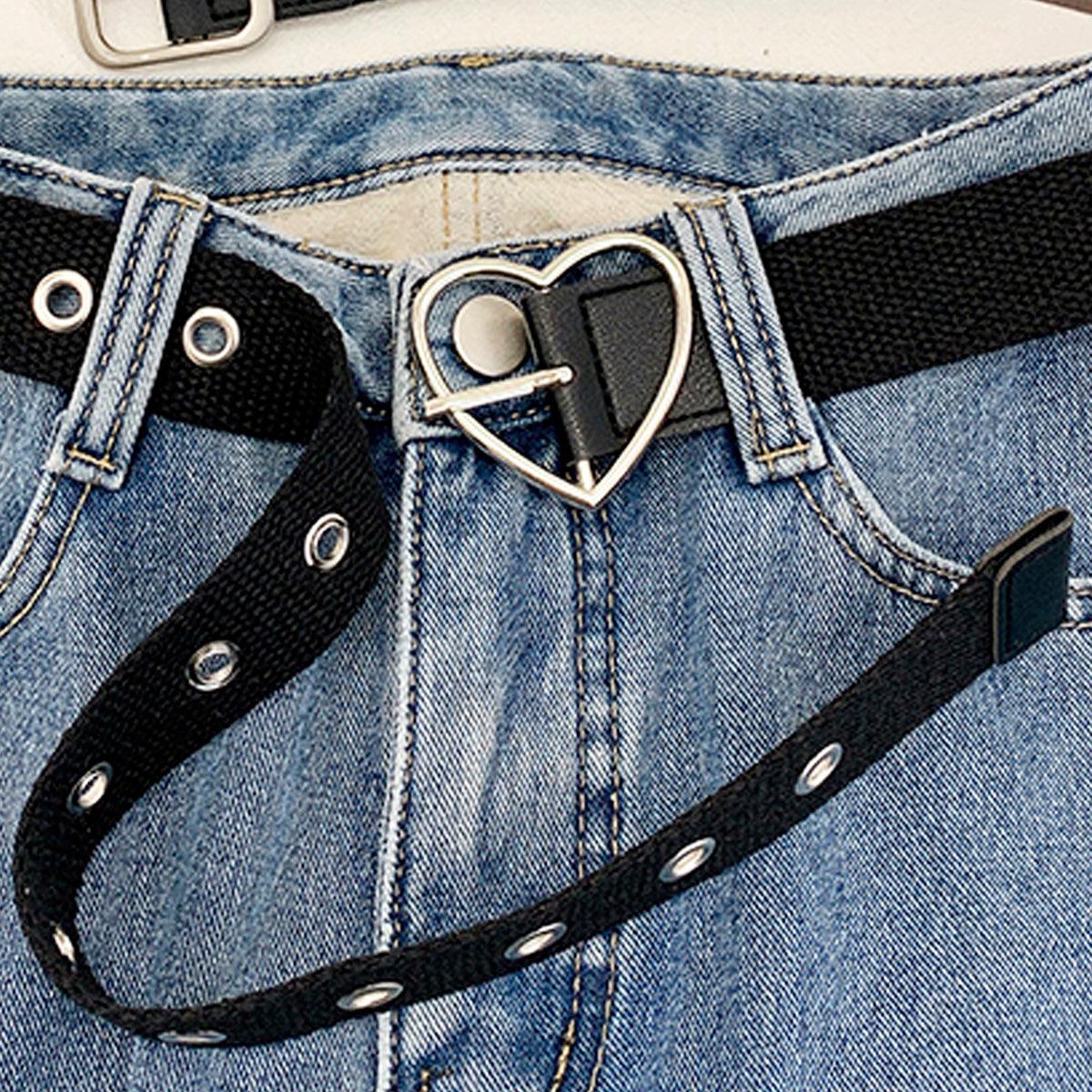 benpaolv Heart Buckle Rivets Black Belt