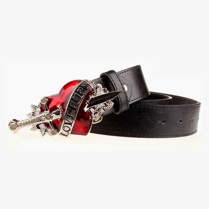 benpaolv Love Hurts Belt Sword and Heart Buckle